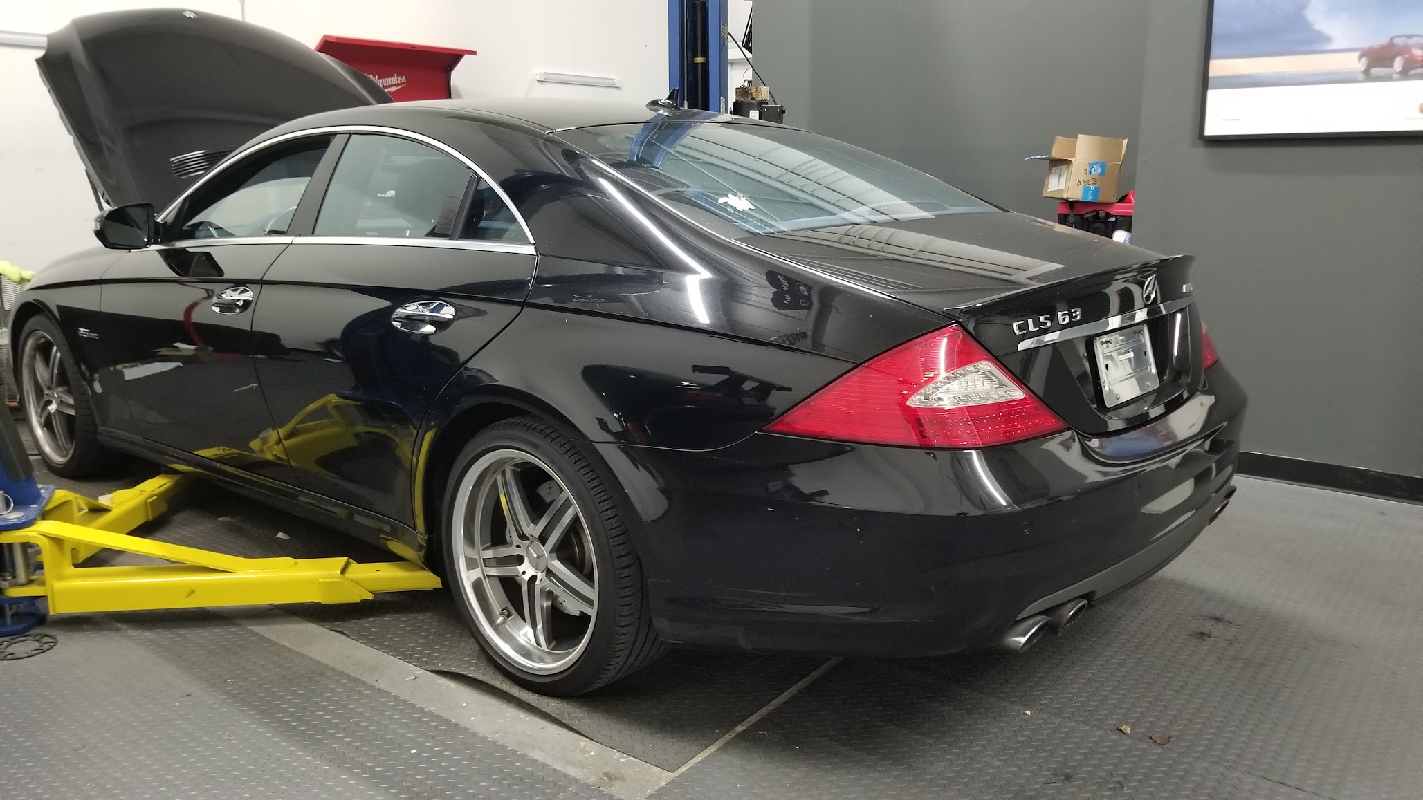Mercedes SLK 55 AMG on the lift